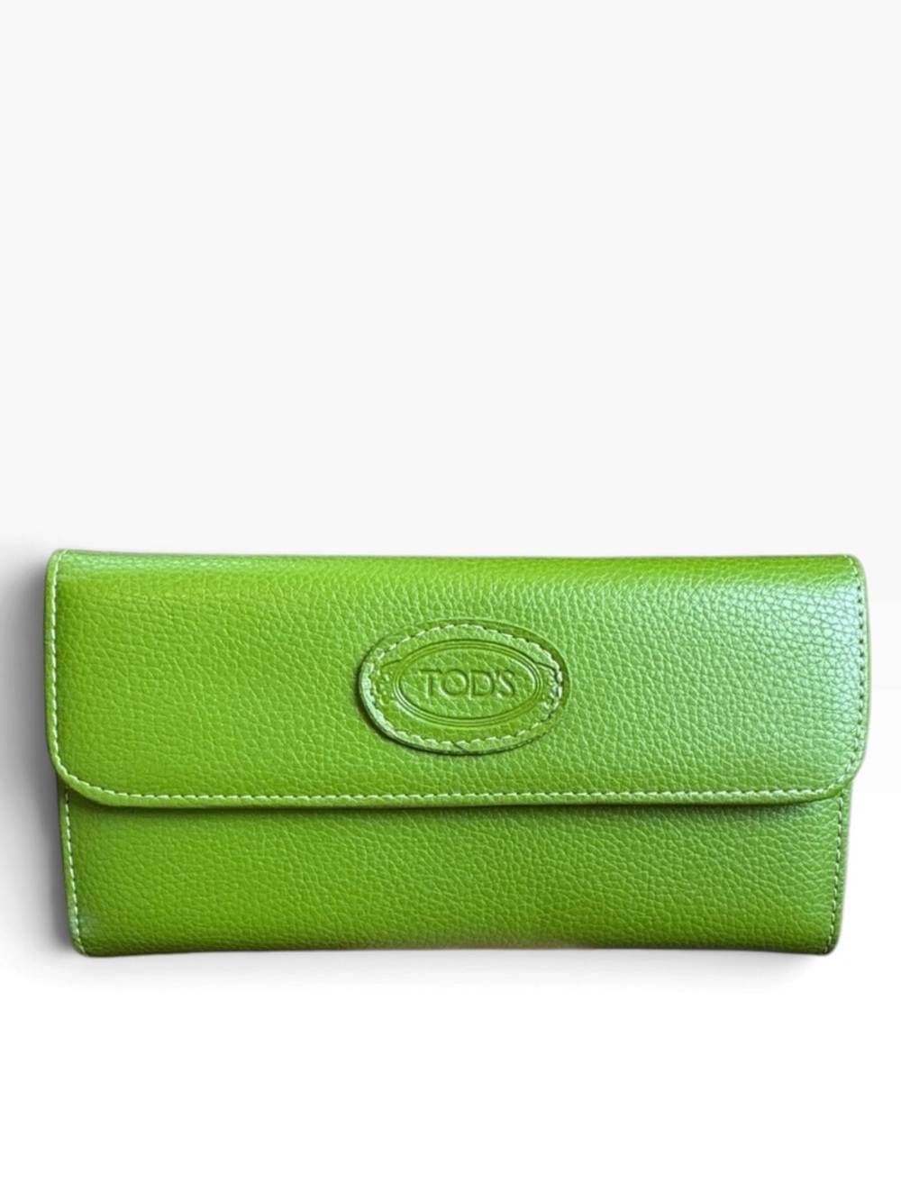 TOD'S Pebbled Leather Continental Wallet Green READ
